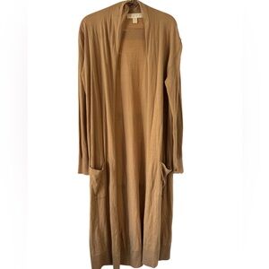 Michael Kors Camel Open-Front Knit Cardigan